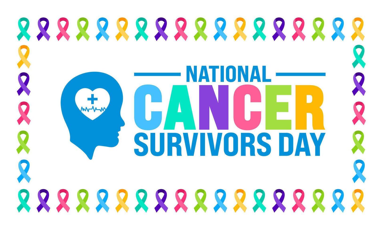 June is National cancer survivors day background template. Holiday concept. use to background, banner, placard, card, and poster design template with text inscription and standard color. vector