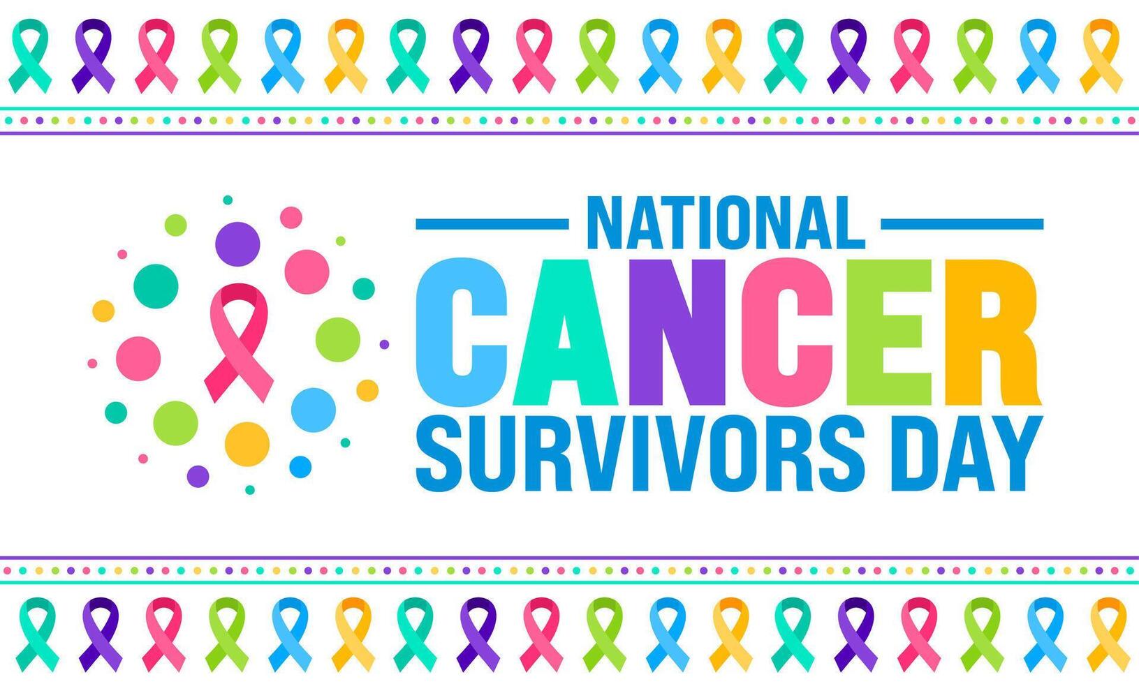 June is National cancer survivors day background template. Holiday concept. use to background, banner, placard, card, and poster design template with text inscription and standard color. vector