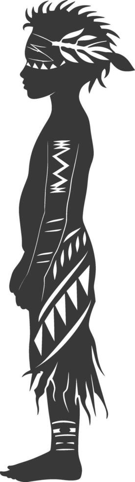 Silhouette native australian tribe little boy black color only vector