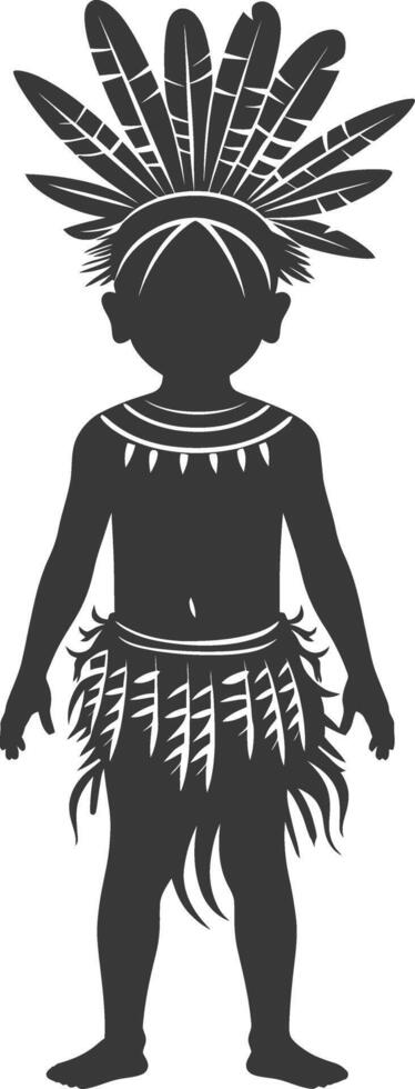 Silhouette native australian tribe little boy black color only vector