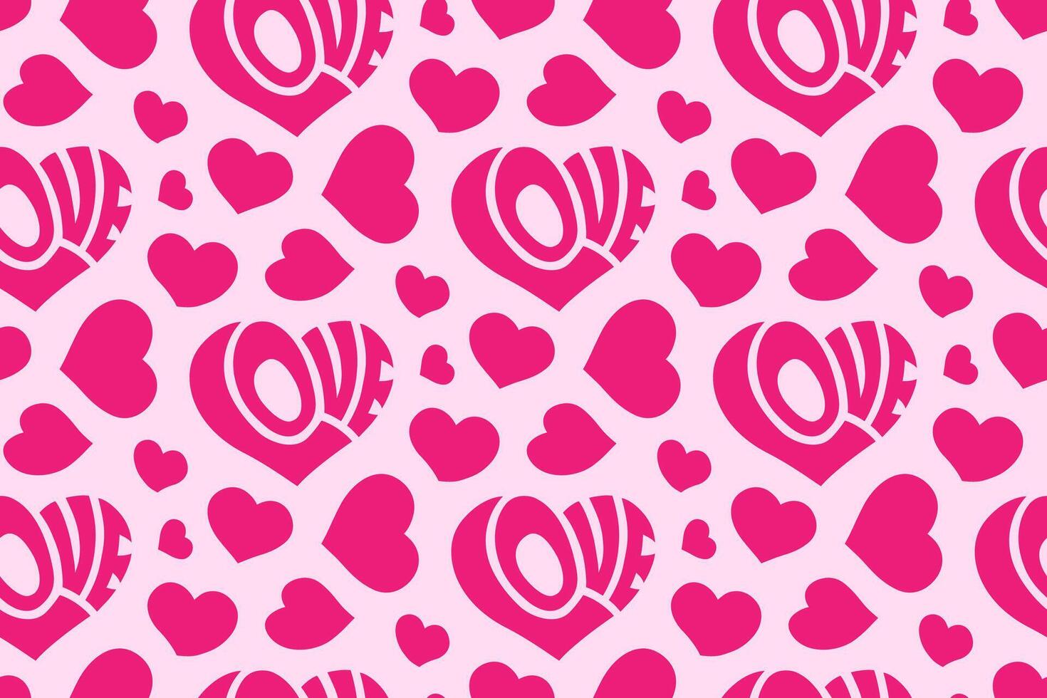 Pink Love Heart with Love Text Cut Out. Seamless Pattern. Great For Wrapping Paper, Textiles, and Valentines Day Decor vector