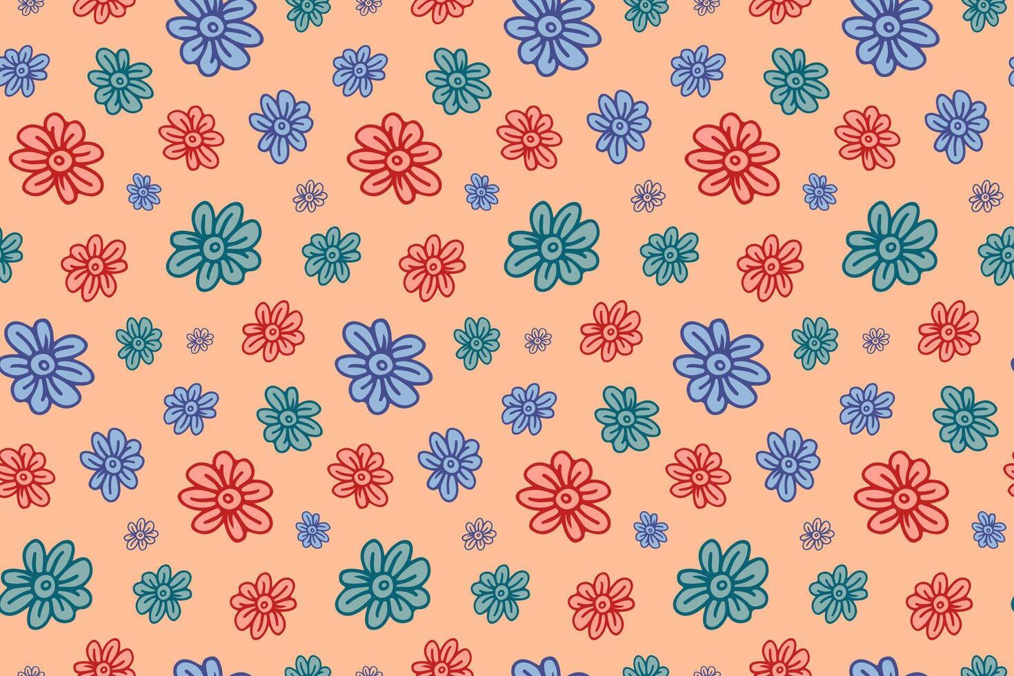 Daisy Flower Seamless Pattern. Vibrant Color Chamomile on Peach Background. Summer Wallpaper, Swatch for Wrapping Paper or Fabric vector
