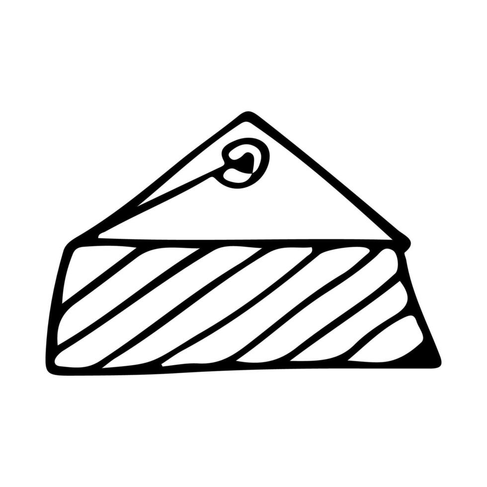 A piece of cake, simple doodle hand drawing, naive child style illustration, editable isolated icon vector