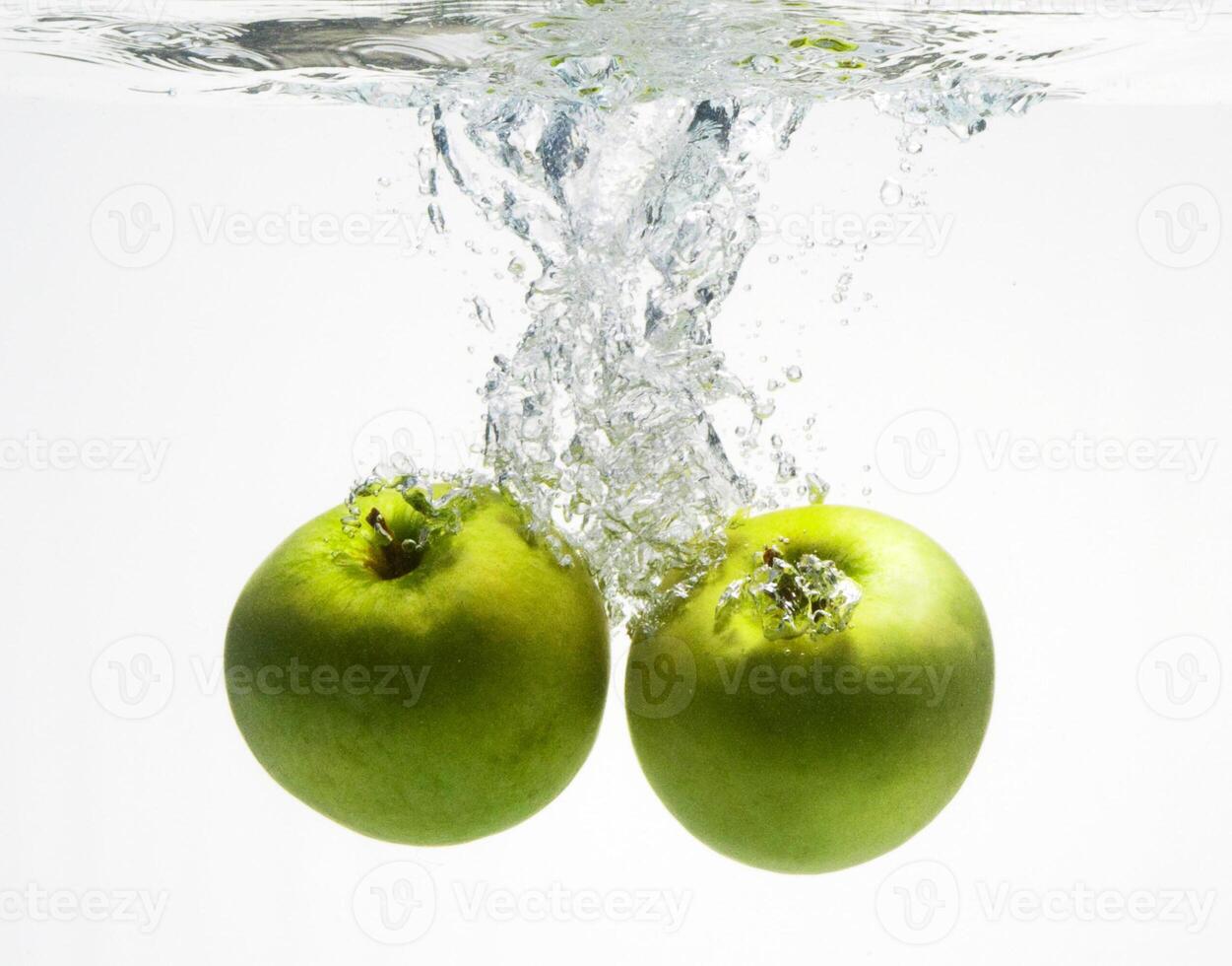 A series, green apples in water photo