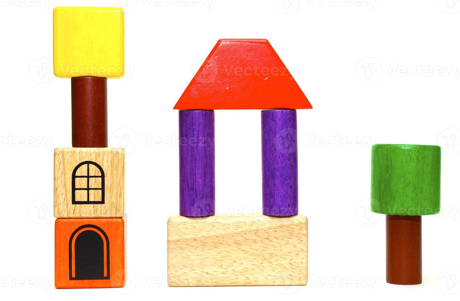 Wooden toys on with background photo