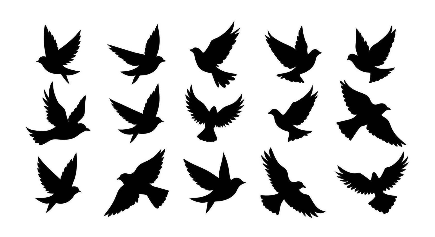 A Set of Flying Birds Silhouettes vector