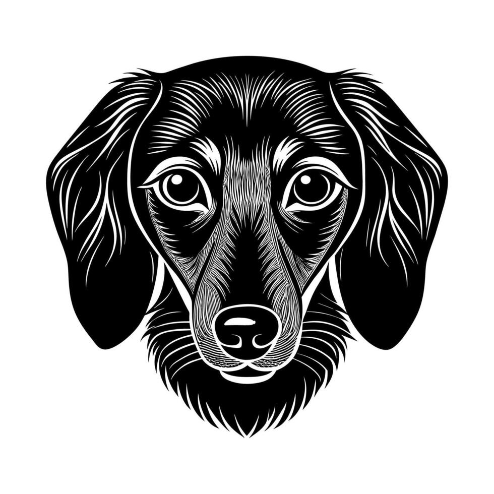 Dachshund Face Silhouette Isolated on White vector