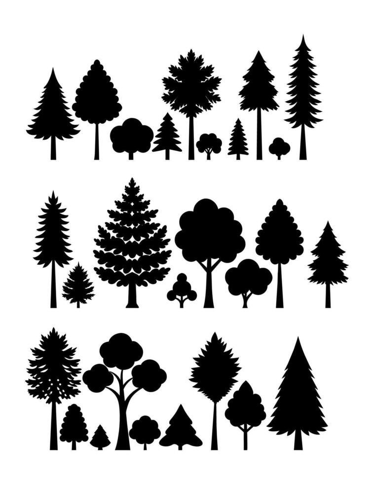 A Set of Forest Tree Silhouettes Collection vector