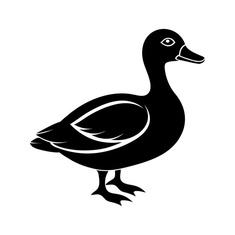 A Duck Silhouette on White Background vector