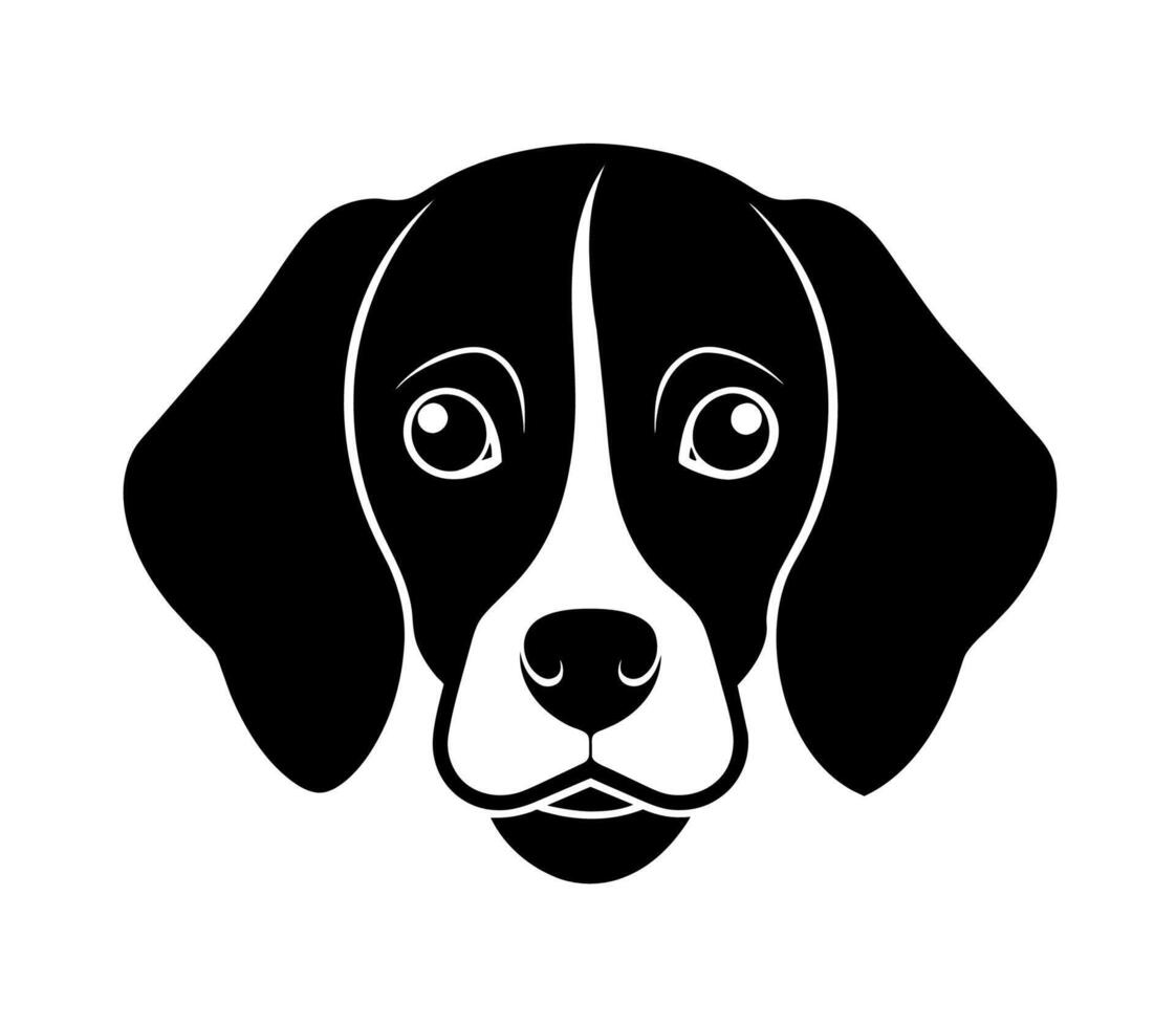 Beagle Face Silhouette Isolated on White vector