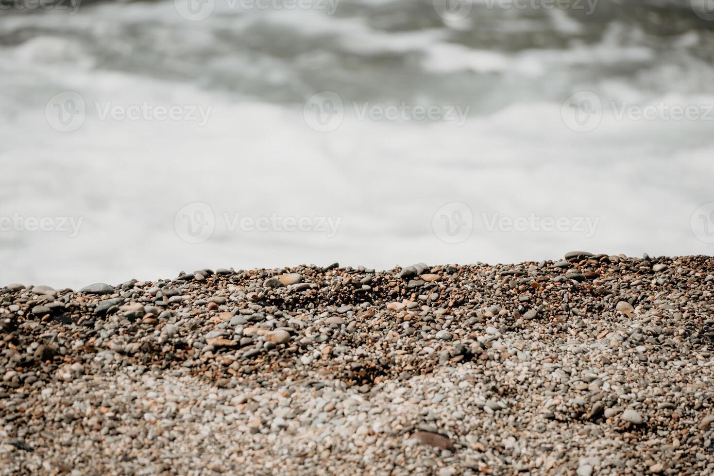 Small sea wave, Blurred Soft foamy waves washing golden sandy beach on sunset. Ocean Waves On Sandy Beach. Nobody. Holiday recreation concept. Abstract nautical summer ocean sunset nature background. photo