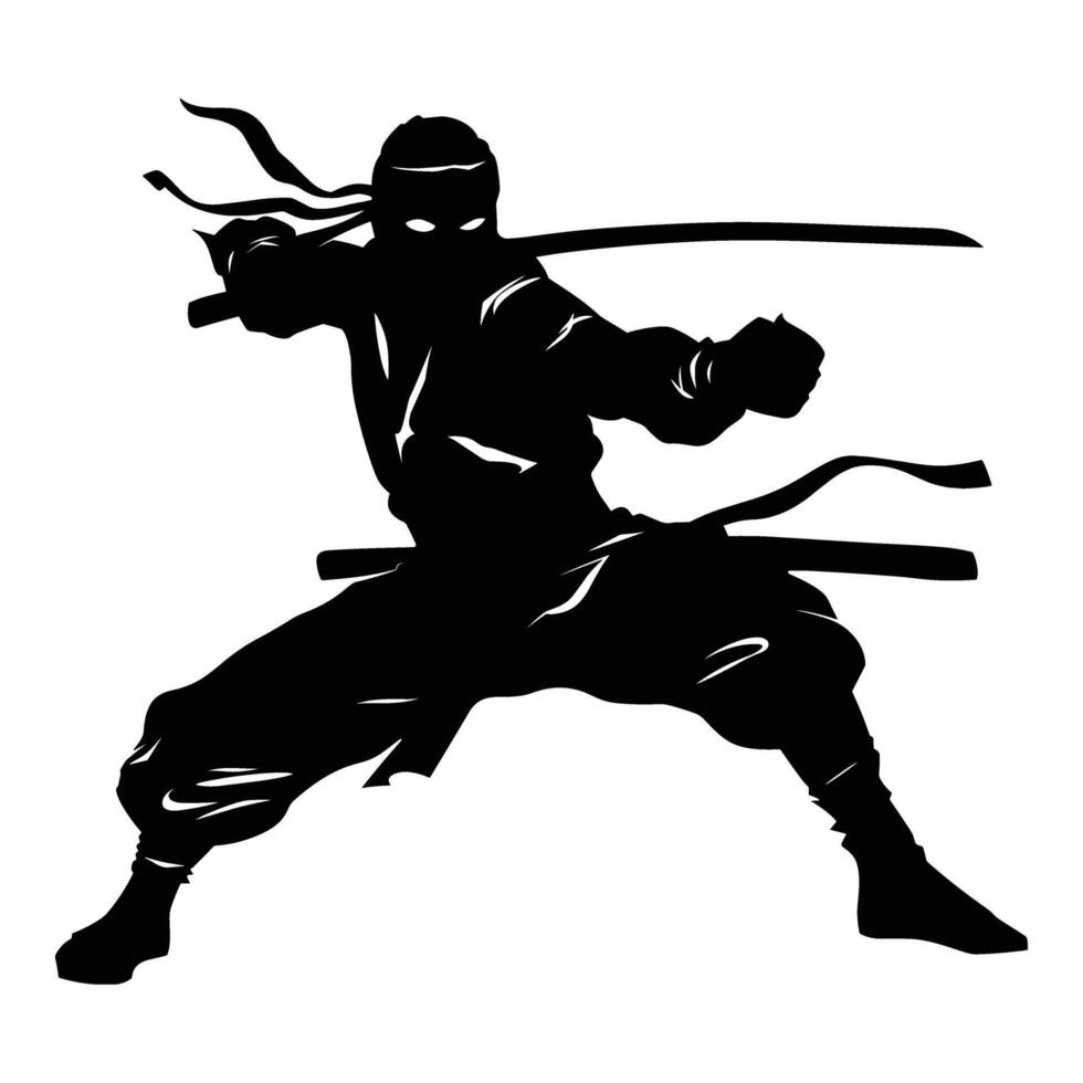 Ninja fighter graphics silhouette . vector