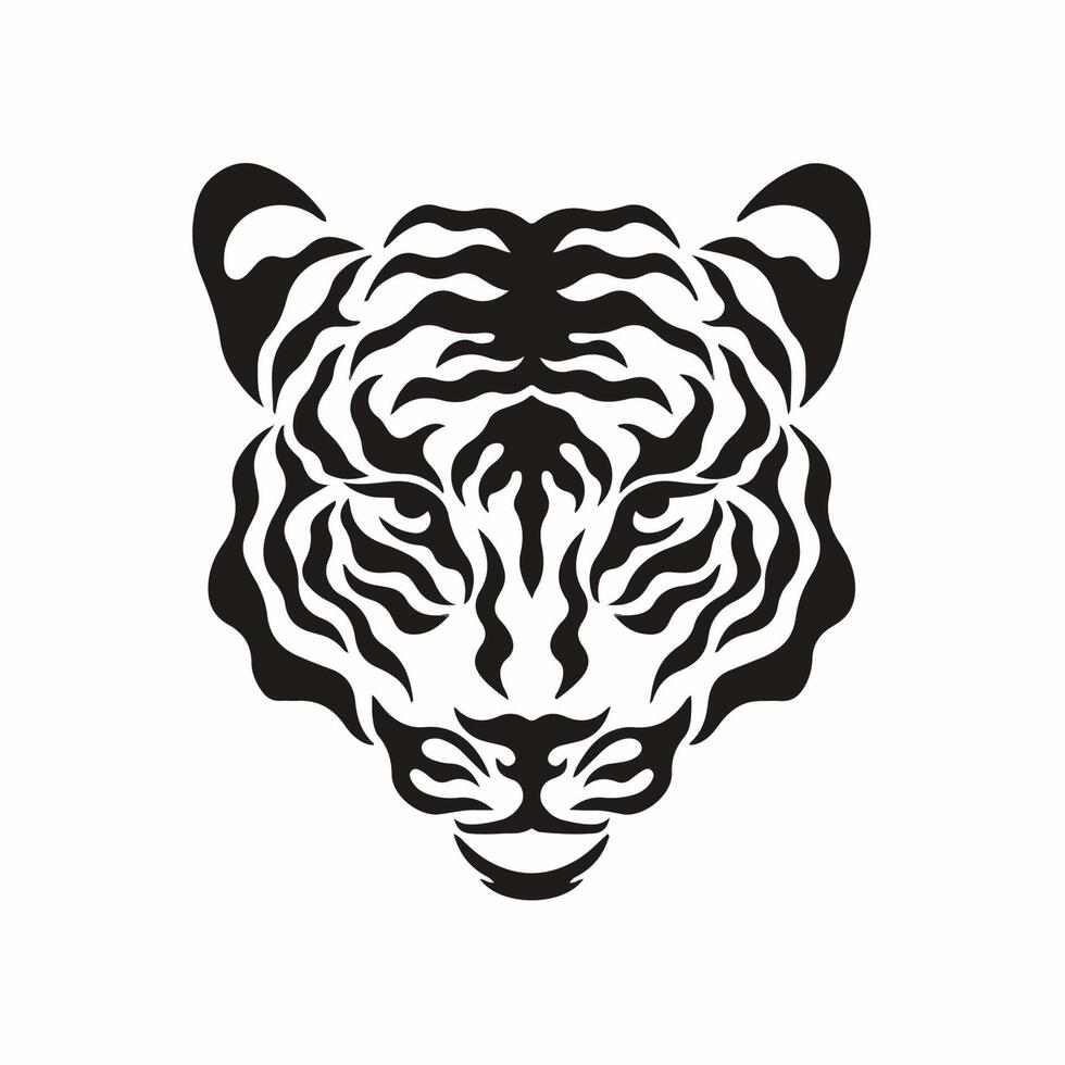 Tiger Head Symbol Logo. Tribal Tattoo Design. Stencil Decal Illustration vector