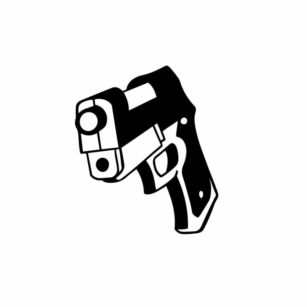 Handgun Symbol Log Illustration. Black and White Decal Stencil Art. vector