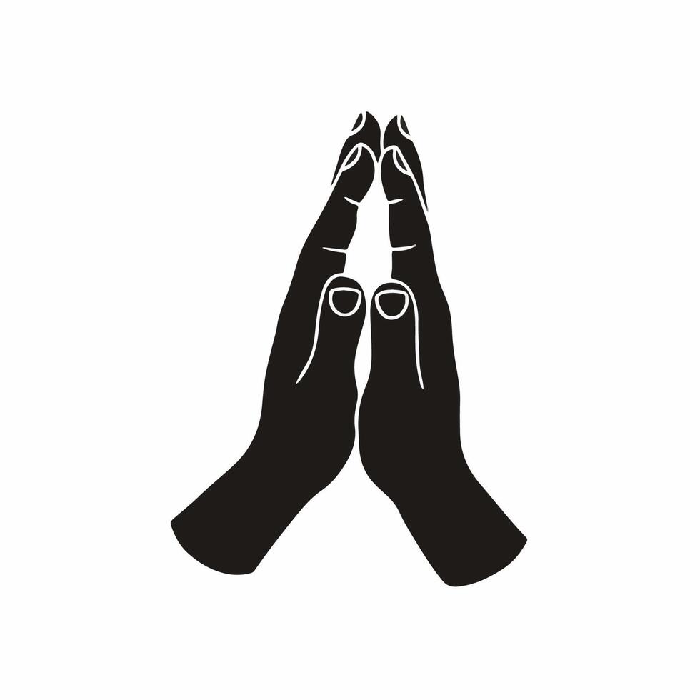 Praying Hand Symbol Logo. Tattoo Design. Stencil Decal Illustration vector