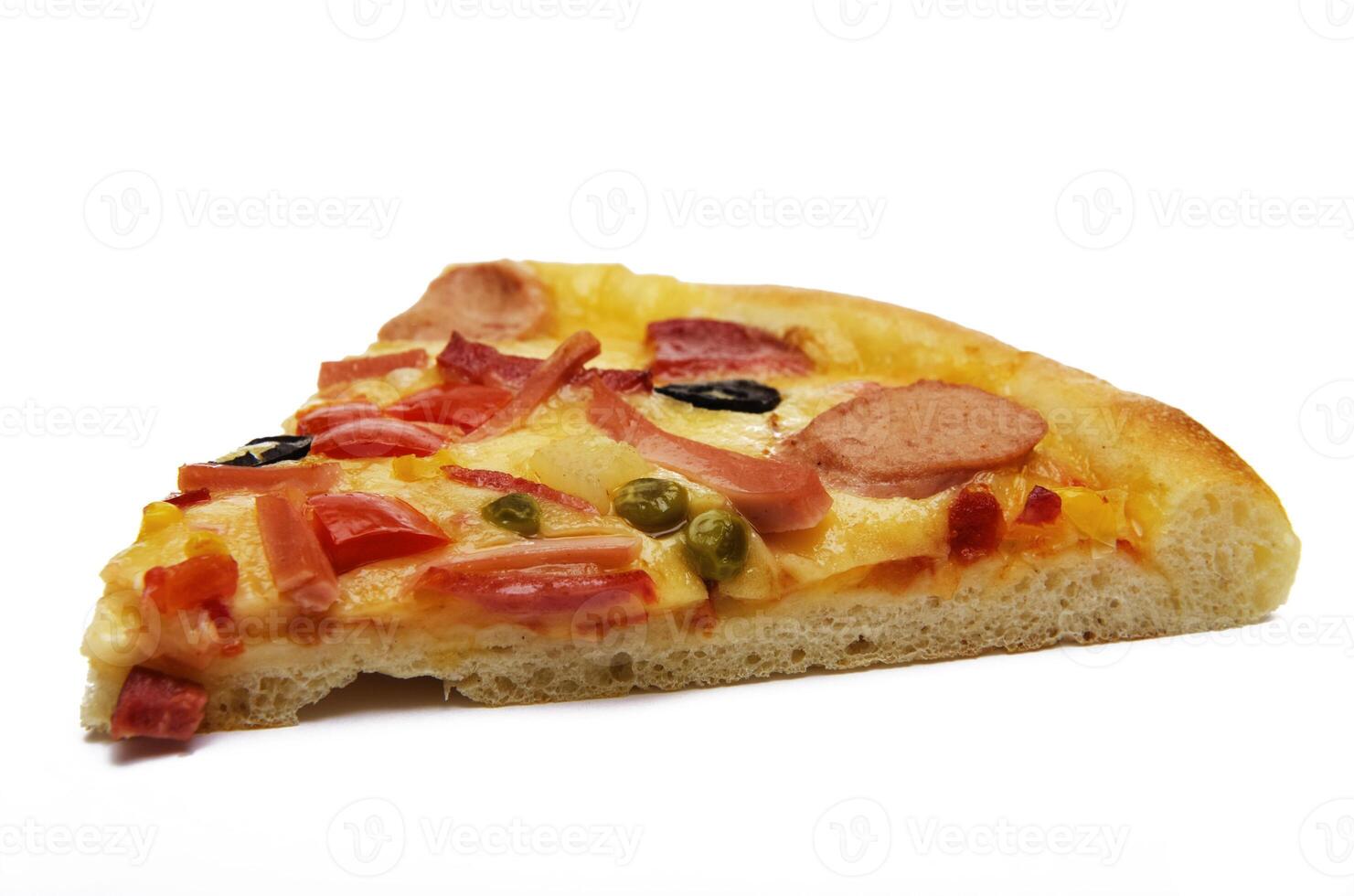 Fresh, appetizing pizza with the olives, the vegetables and the fruits photo