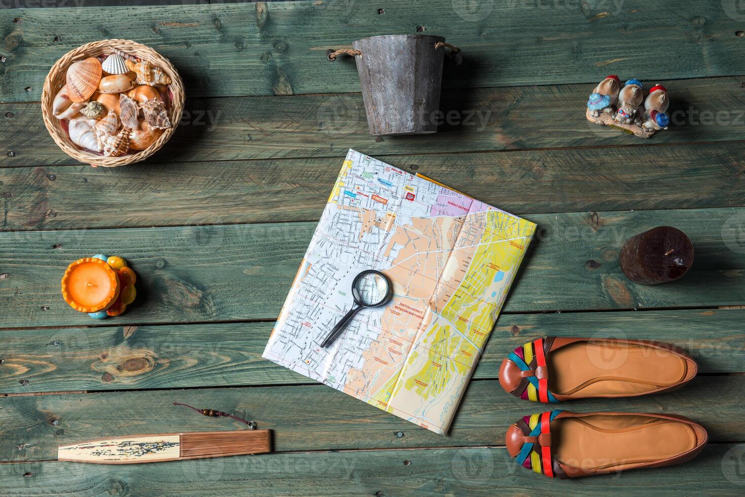 Mockup shot on wooden background photo