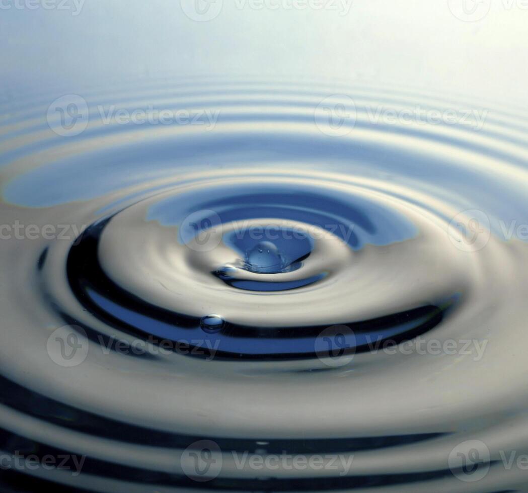 The round transparent drop of water, falls downwards photo