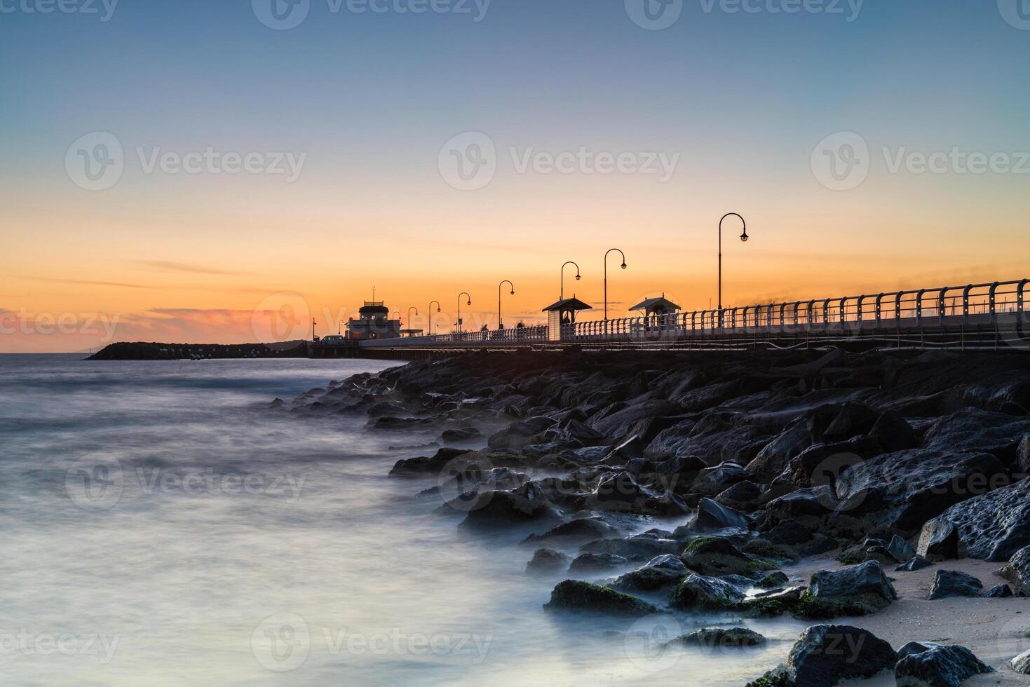 Sunset on St Kilda Pier in Melbourne, Australia. photo