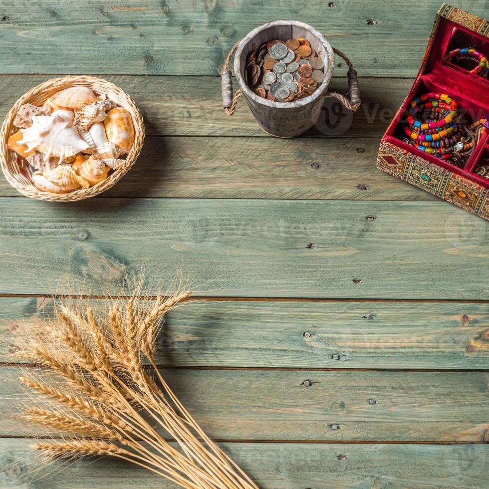 Mockup shot on wooden background photo