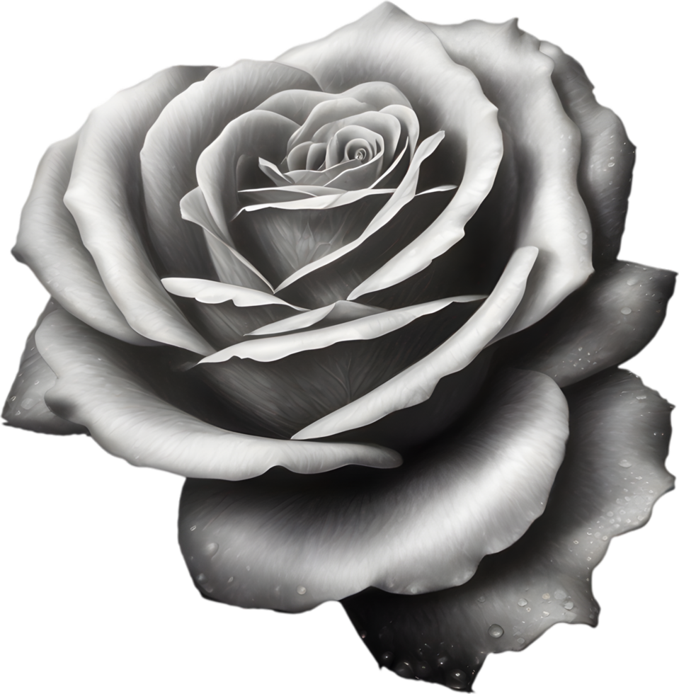 Black and White Rose Drawing, Pen and Ink Sketch Flowers. AI-Generated. png