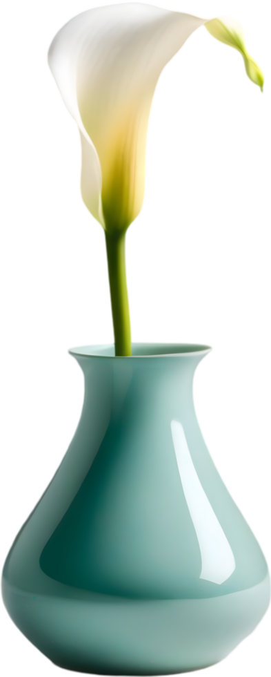 Calla lily in a minimalist ceramic vase. AI-Generated. png