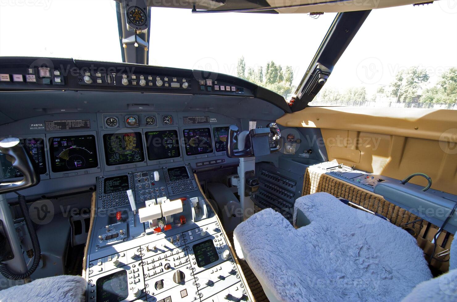 pilot cockpit in an VIP commercial airplane photo