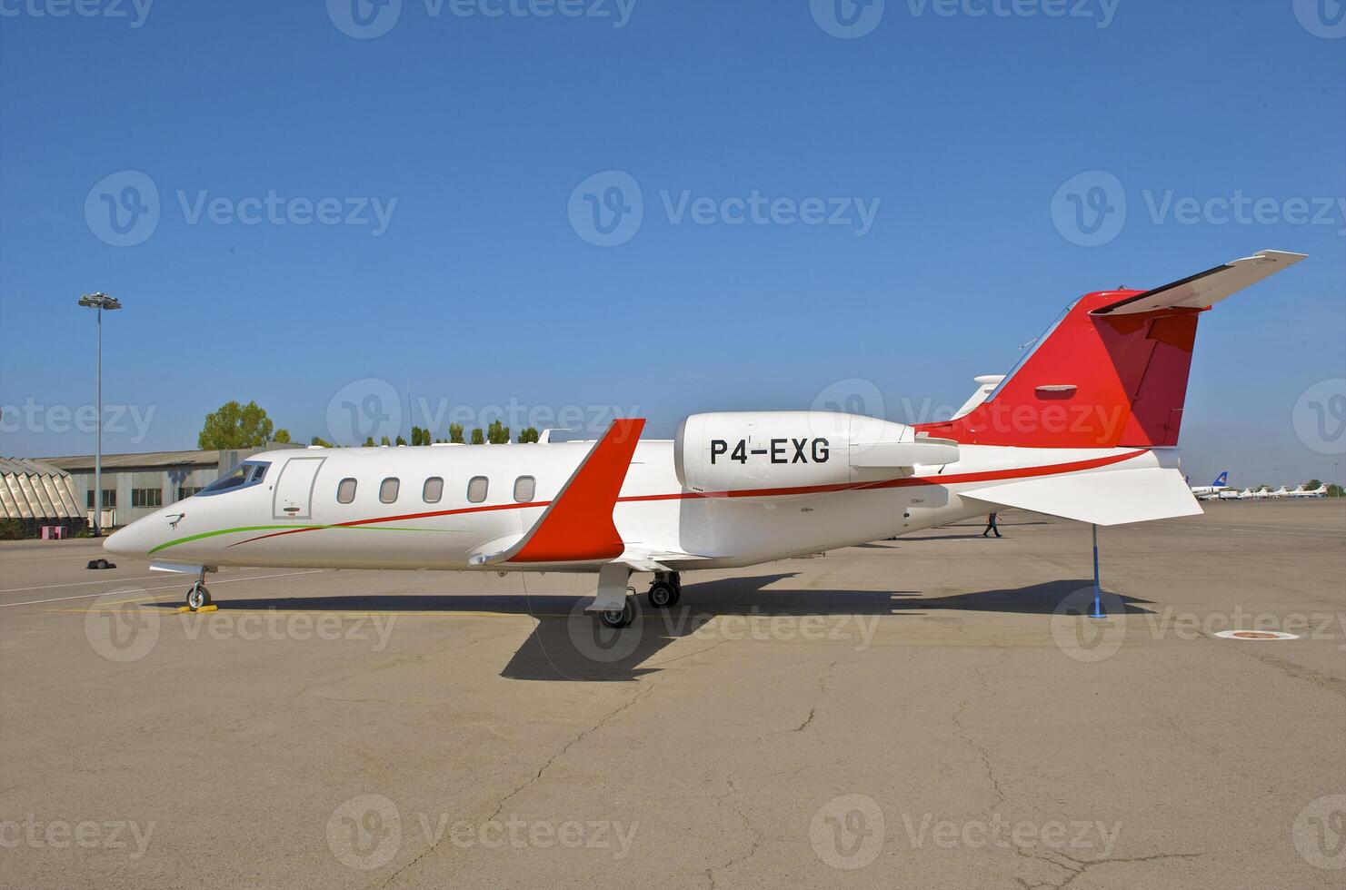 business plane parked at the airport photo