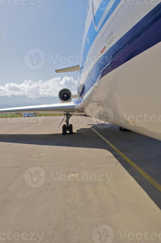 business plane parked at the airport photo