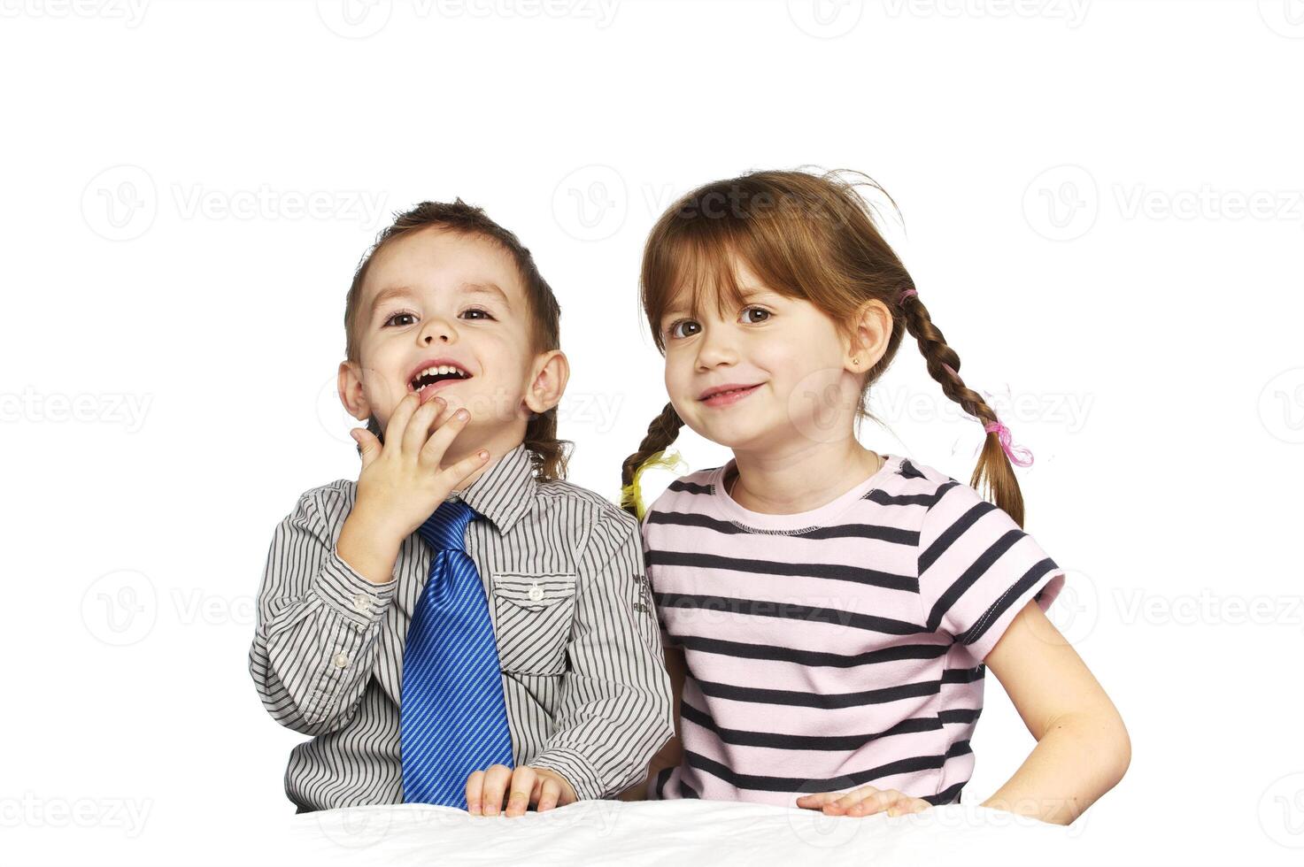 Brother and sister in the studio photo