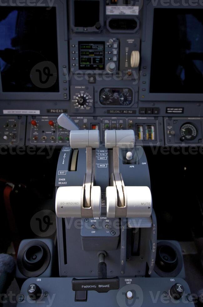 pilot cockpit in an VIP commercial airplane photo