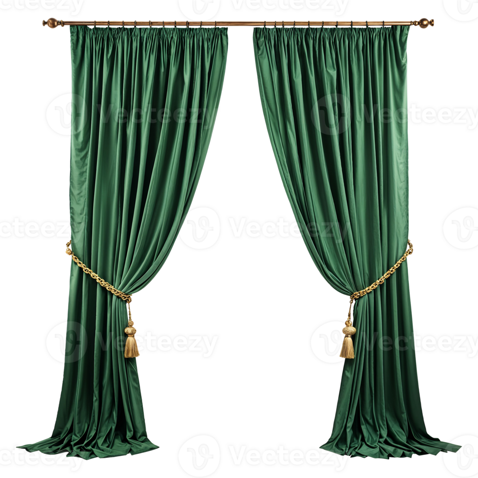 Green Curtains Isolated on Transparent Background png