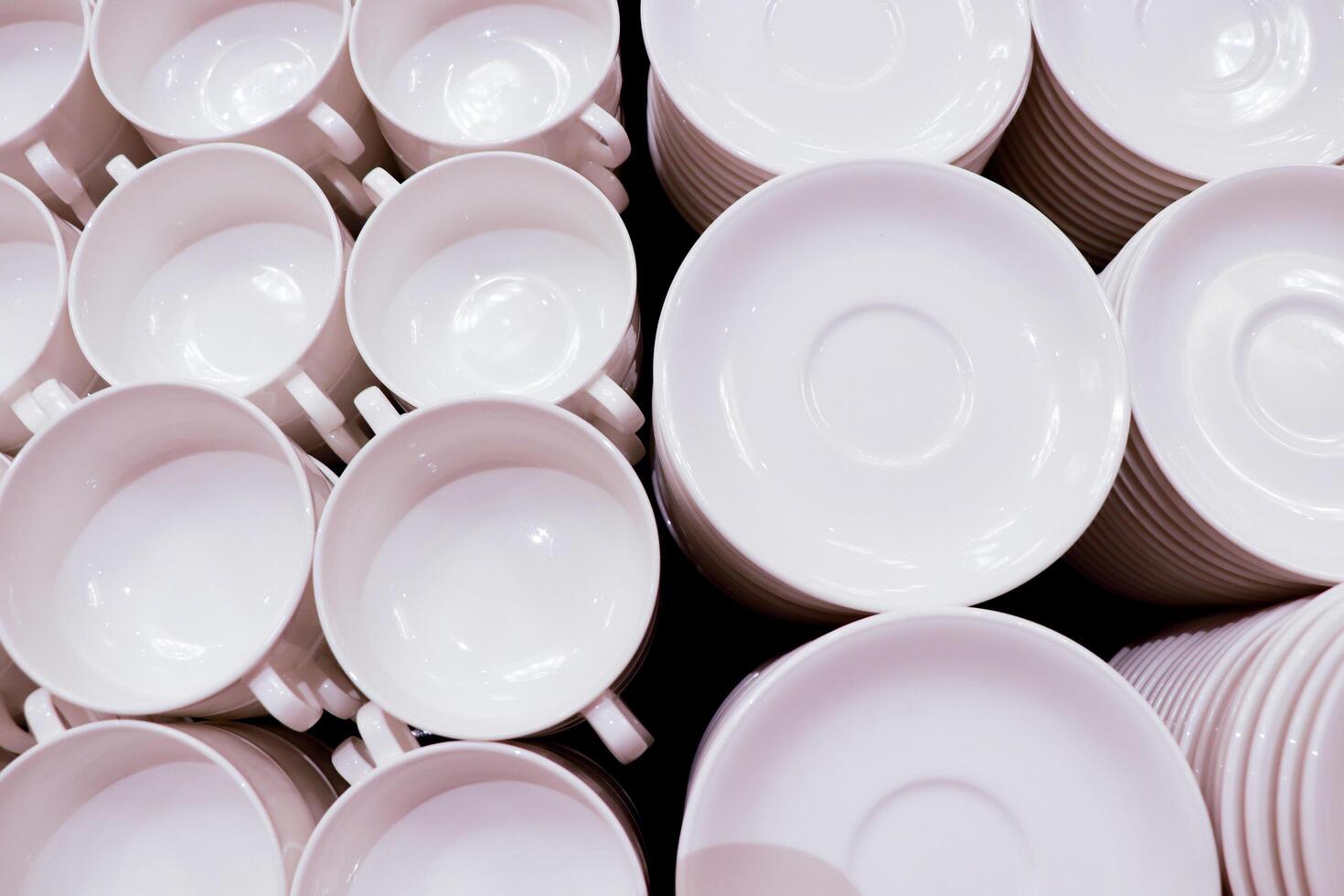 pile of small plate and cup photo
