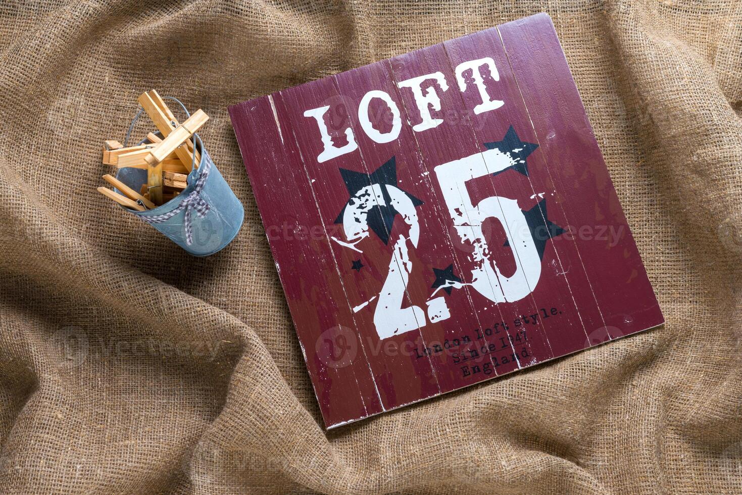 Bucket with clothespins photo