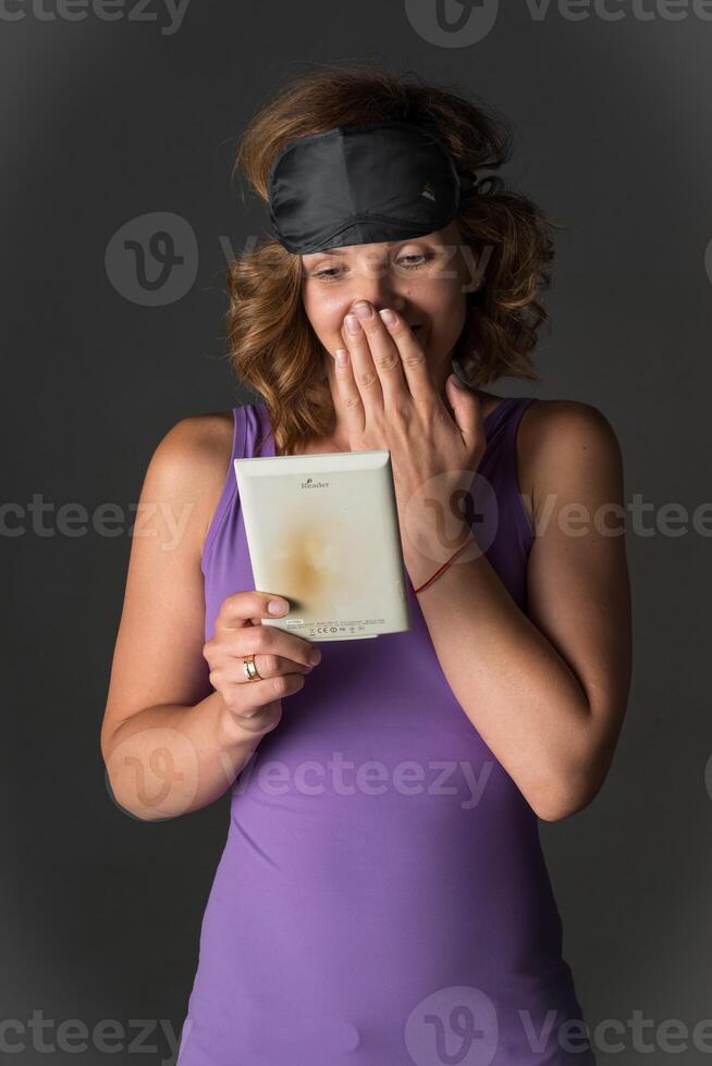 Young woman with hat and accessories in studio. photo