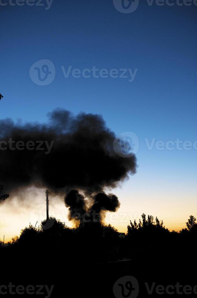 Black smoke from the fires photo