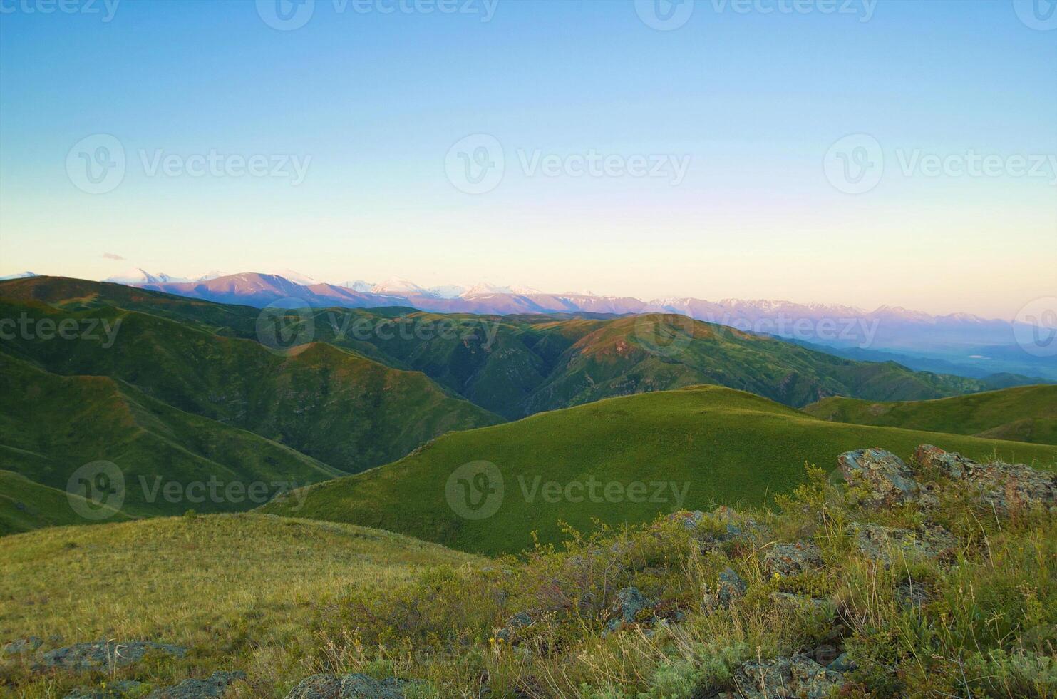 Beautiful view of valley with the mountains photo