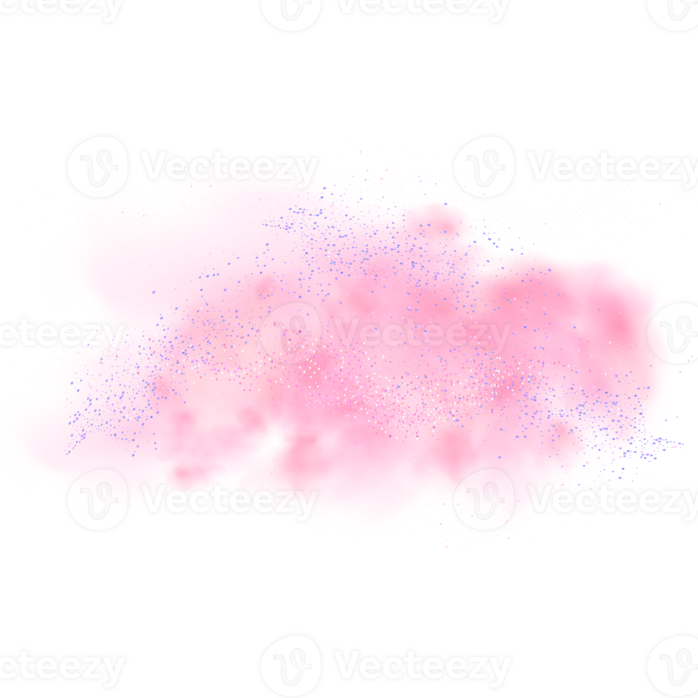 Pink powder dust with glittering shimmering swirls, shiny glitter design. Magical motion, sparkling lines on a black background. png