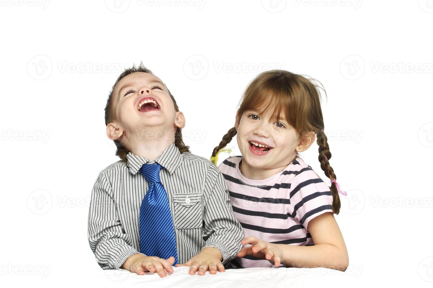 Brother and sister in the studio photo
