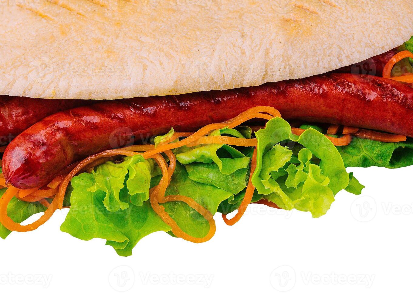 Hot dog - sandwich with sausage in pita photo