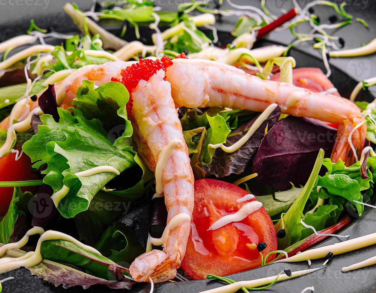 Healthy salad with shrimps photo