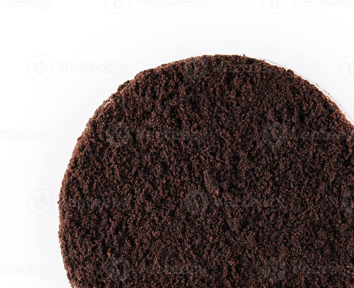 chocolate cake on top view isolated photo