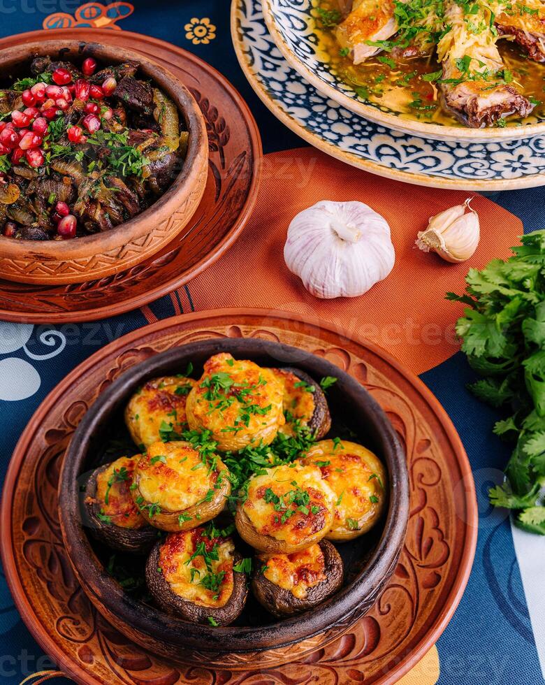 Traditional middle eastern cuisine assortment photo