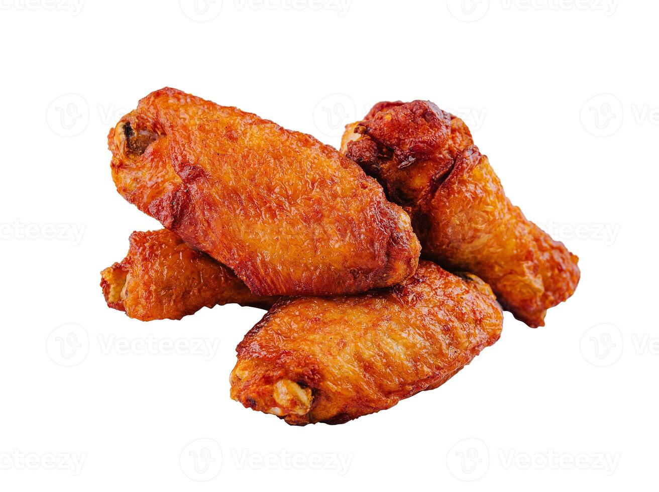 Crispy fried chicken wings isolated on white photo