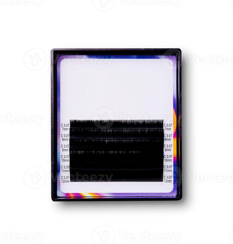 High-quality eyelash extensions set on white background photo