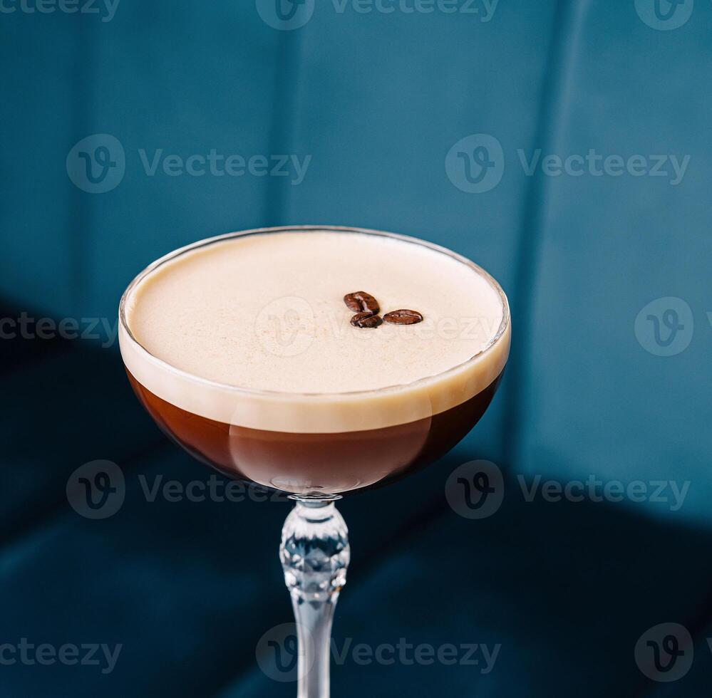 Elegant espresso martini cocktail close up photo