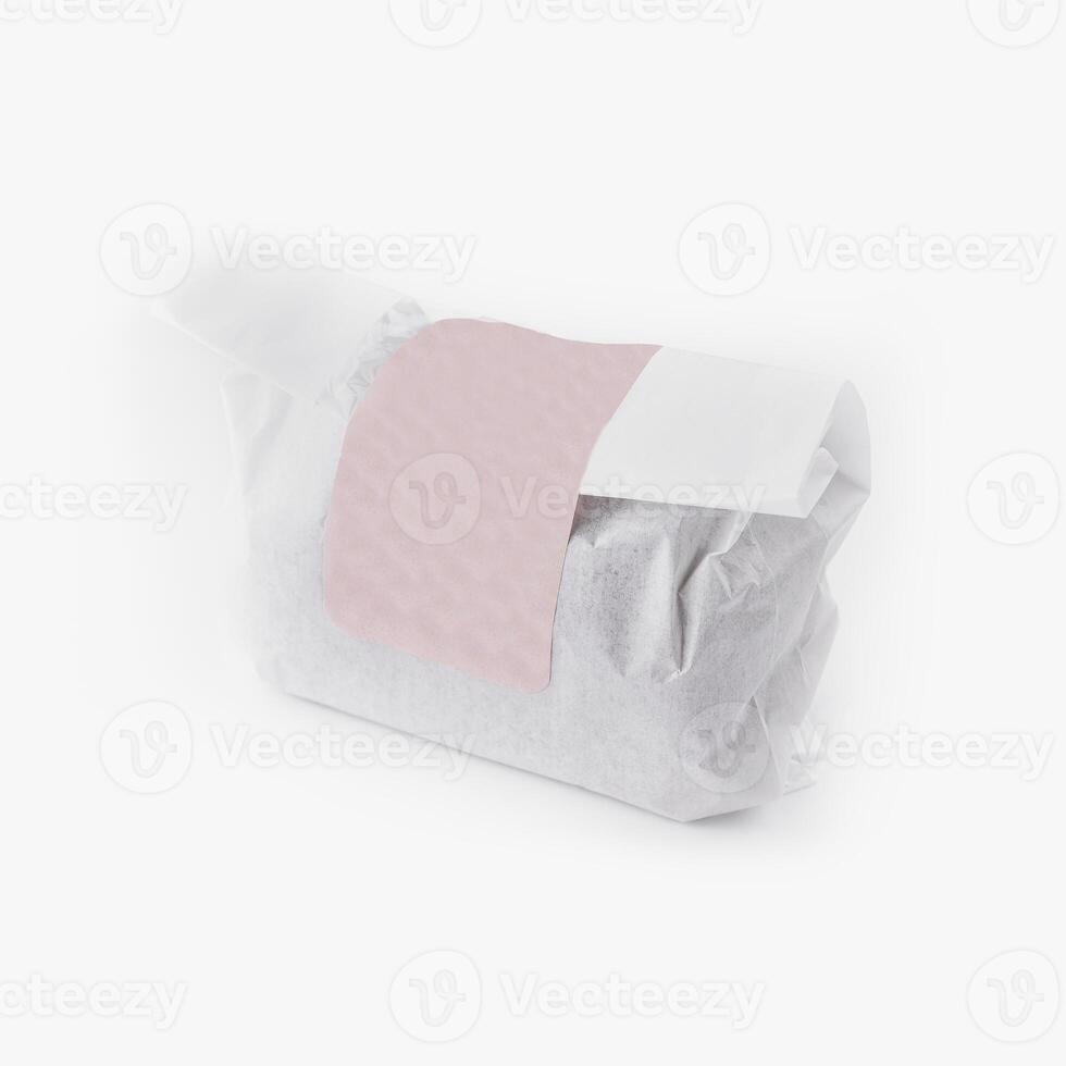 Wrapped product on white background photo