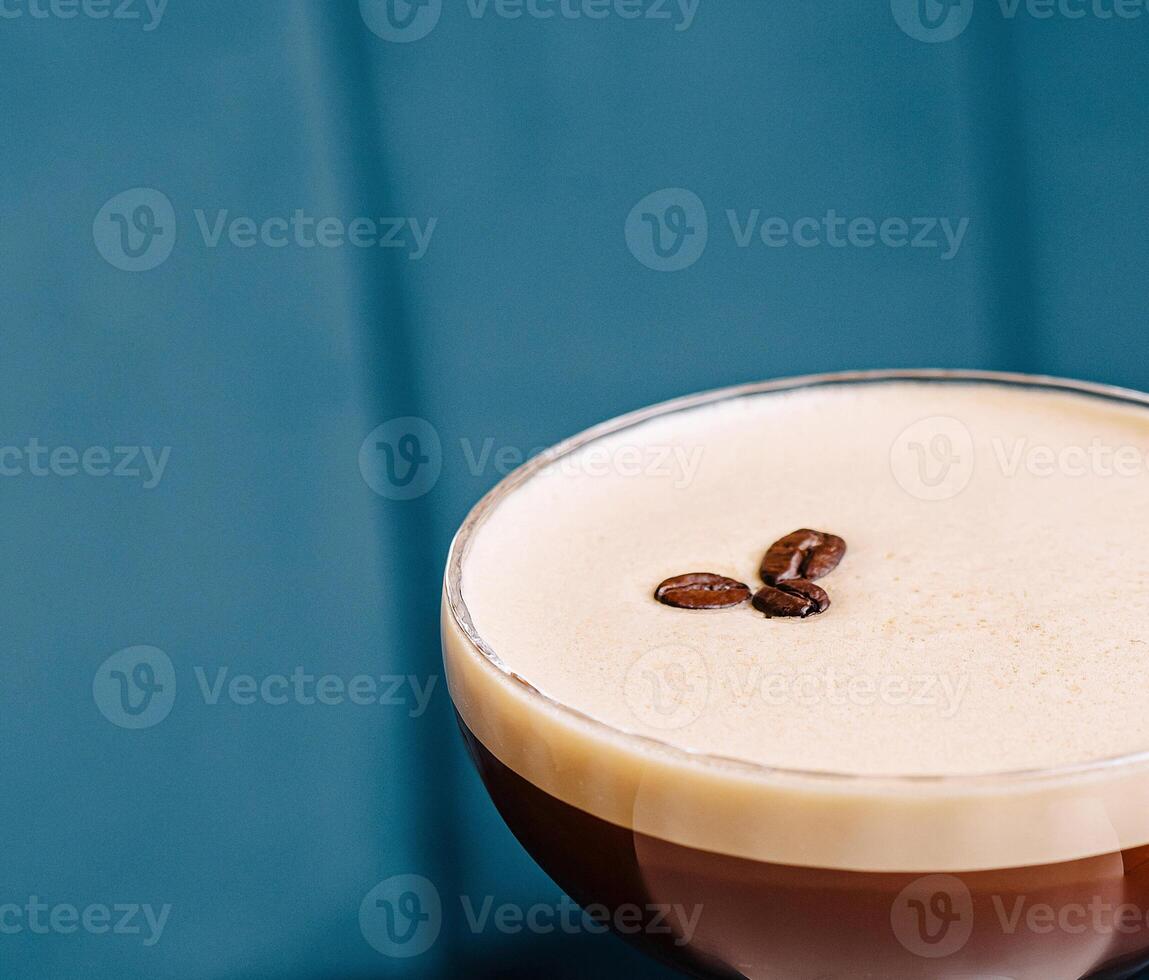 Elegant espresso martini cocktail on table photo