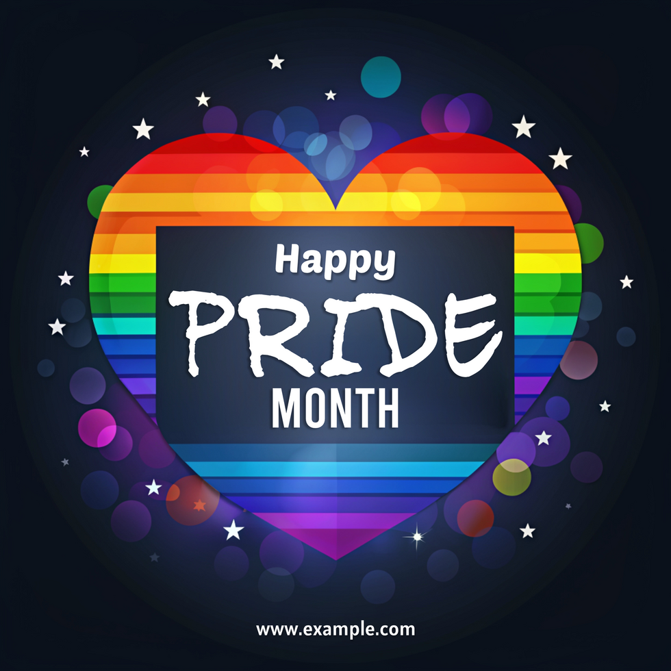 A colorful heart with rainbow stripes and stars on it happy pride psd