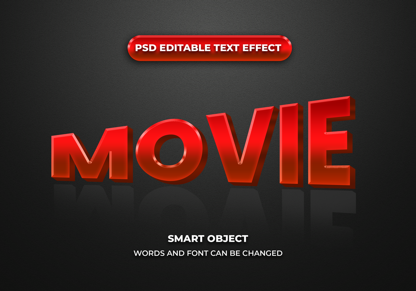 red movie glossy 3d editable text effect style psd
